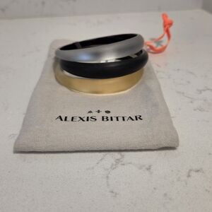 Alexis Bittar Stackable Lucite Bangle Set - Gold, Black, Silver